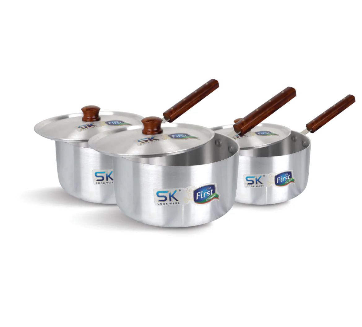 SK Metal Finish, 1 x 3, Sauce Pan Set, 3 Pots ( 16-18-20 CM )